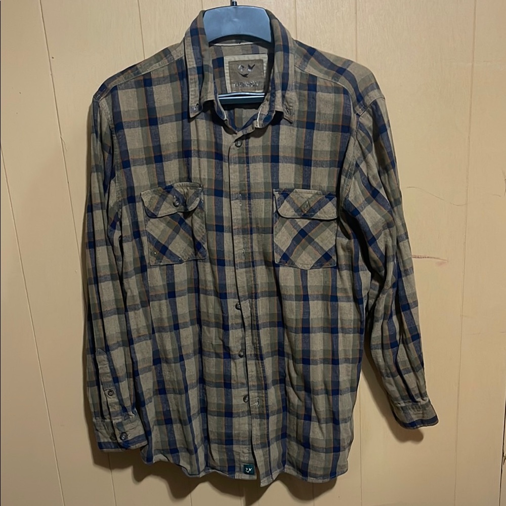 Men's Flannel Shirt - Blue and Tan